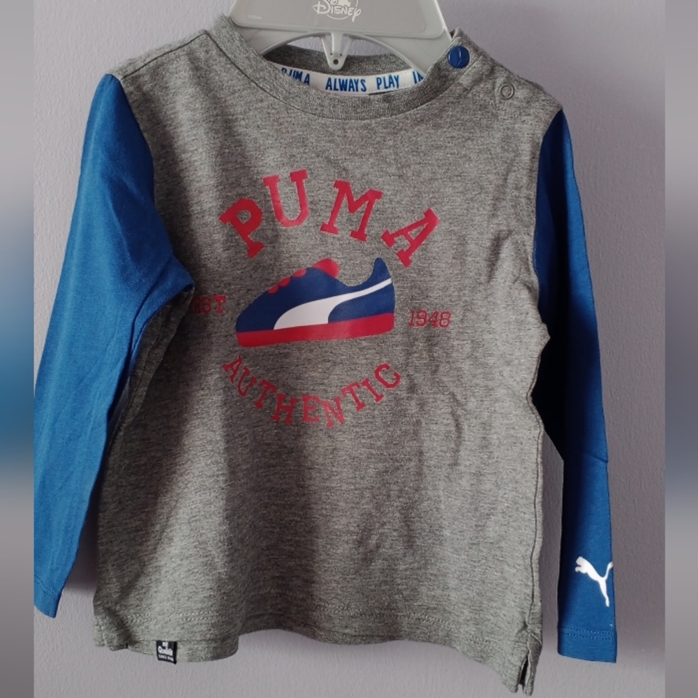 Puma Kids Gray and Blue Long Sleeve Shirt